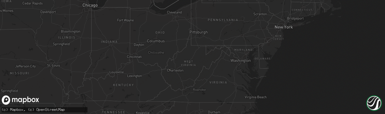 Hail map in West Virginia on August 7, 2024