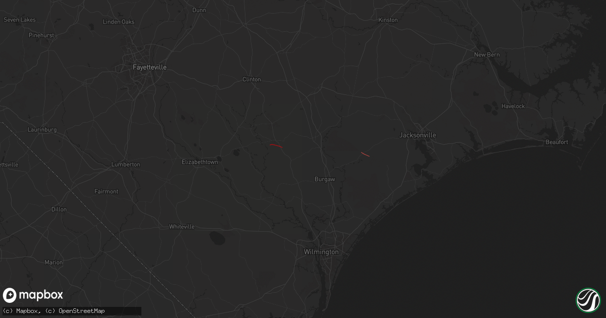 Hail map in Willard, NC on August 7, 2024
