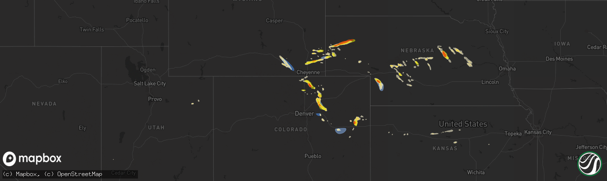 Hail map on August 7, 2024