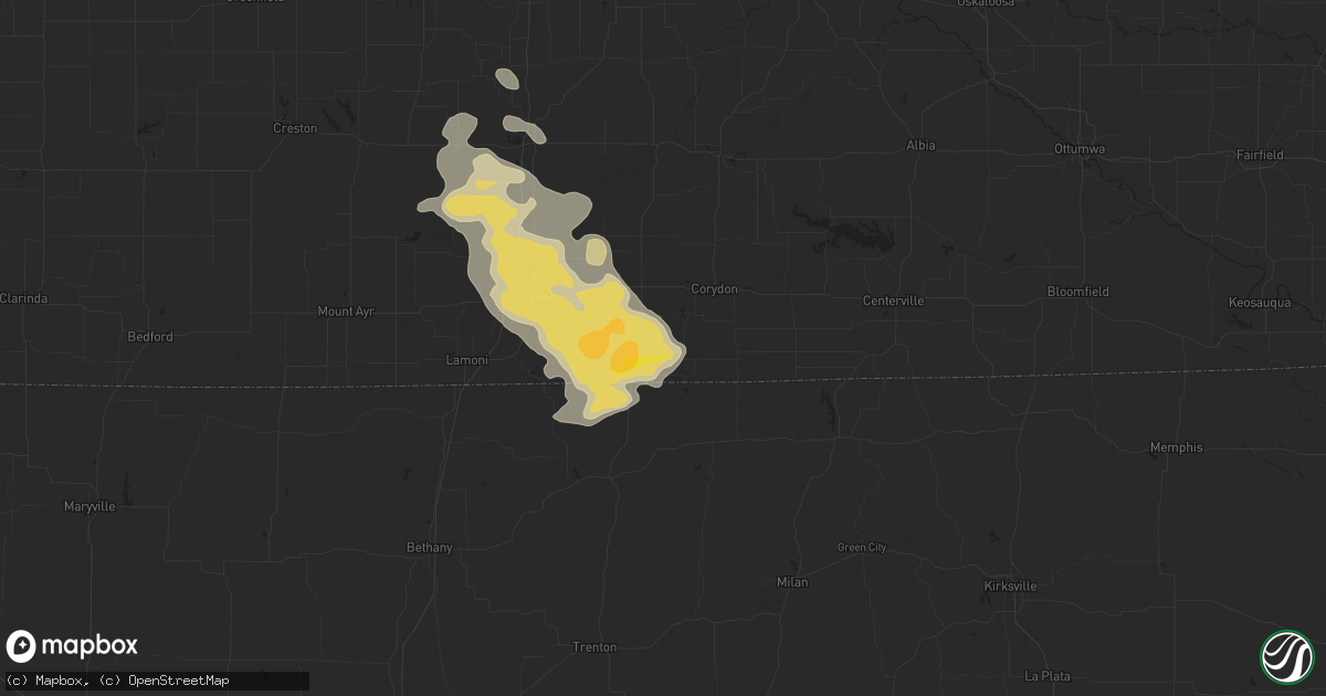 Hail map in Clio, IA on August 7, 2025