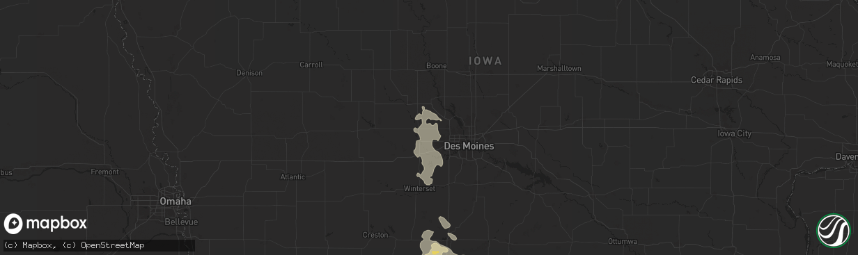 Hail map in Dallas Center, IA on August 7, 2025