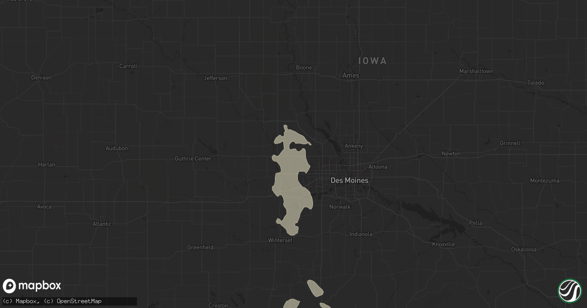 Hail map in Dallas Center, IA on August 7, 2025