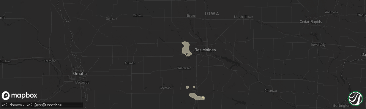 Hail map in De Soto, IA on August 7, 2025