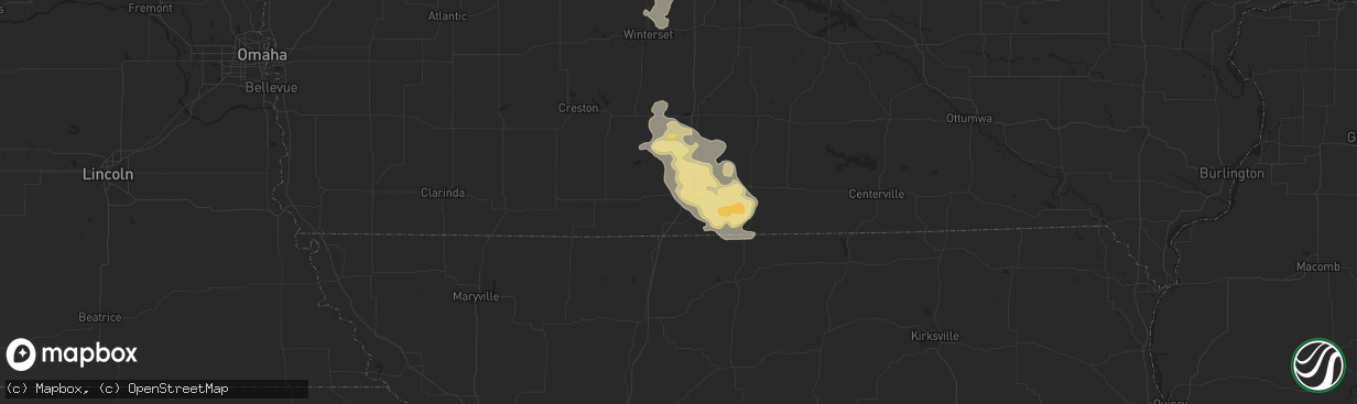 Hail map in Decatur, IA on August 7, 2025