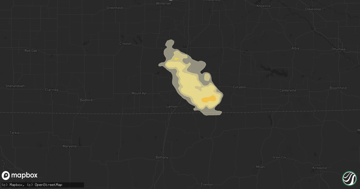 Hail map in Decatur, IA on August 7, 2025