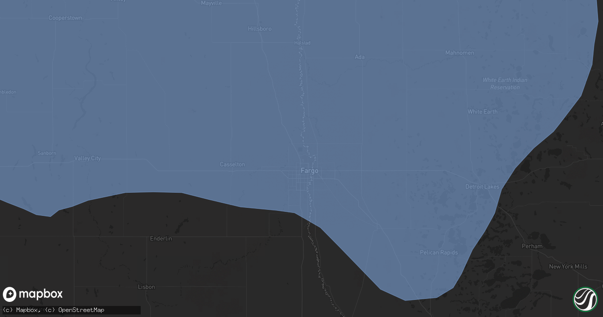 Hail map in Fargo, ND on August 7, 2025