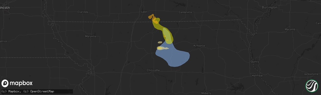 Hail map in Galt, MO on August 7, 2025