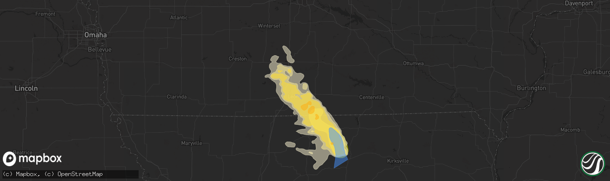 Hail map in Garden Grove, IA on August 7, 2025