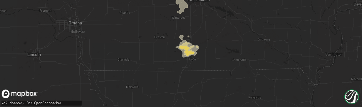 Hail map in Grand River, IA on August 7, 2025