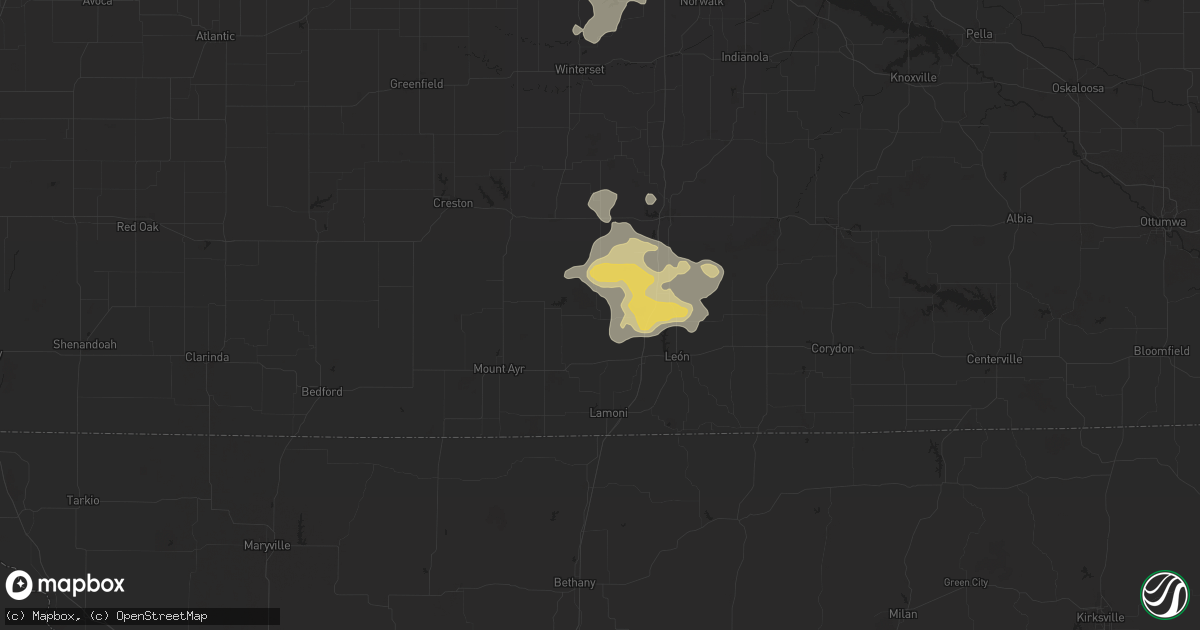 Hail map in Grand River, IA on August 7, 2025