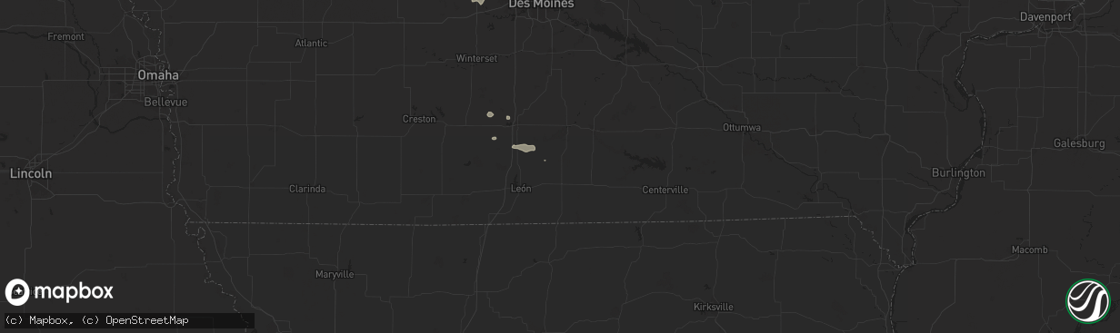 Hail map in Humeston, IA on August 7, 2025