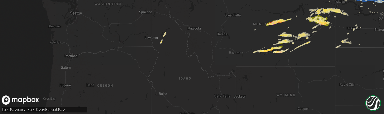 Hail map in Idaho on August 7, 2025