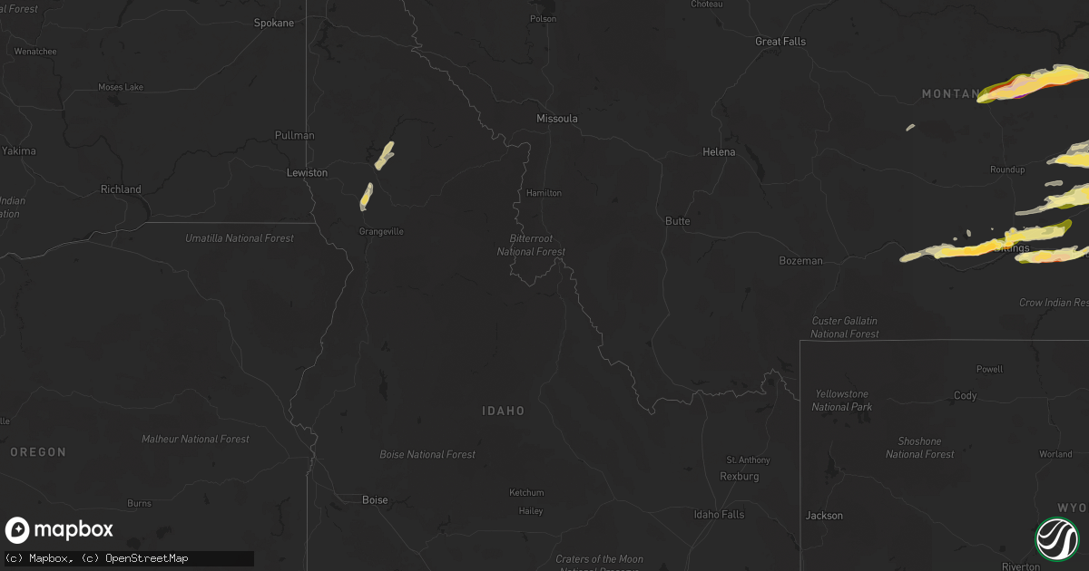 Hail map in Idaho on August 7, 2025