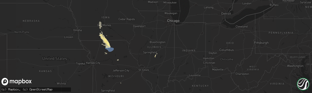 Hail map in Illinois on August 7, 2025