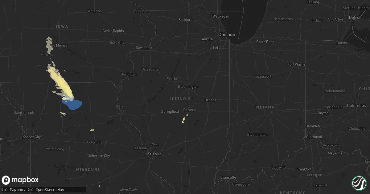 Hail map in Illinois on August 7, 2025