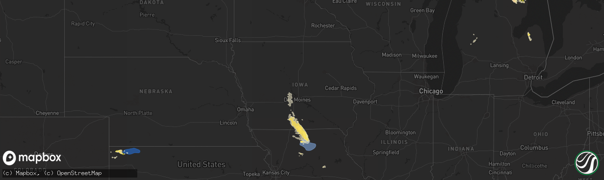 Hail map in Iowa on August 7, 2025