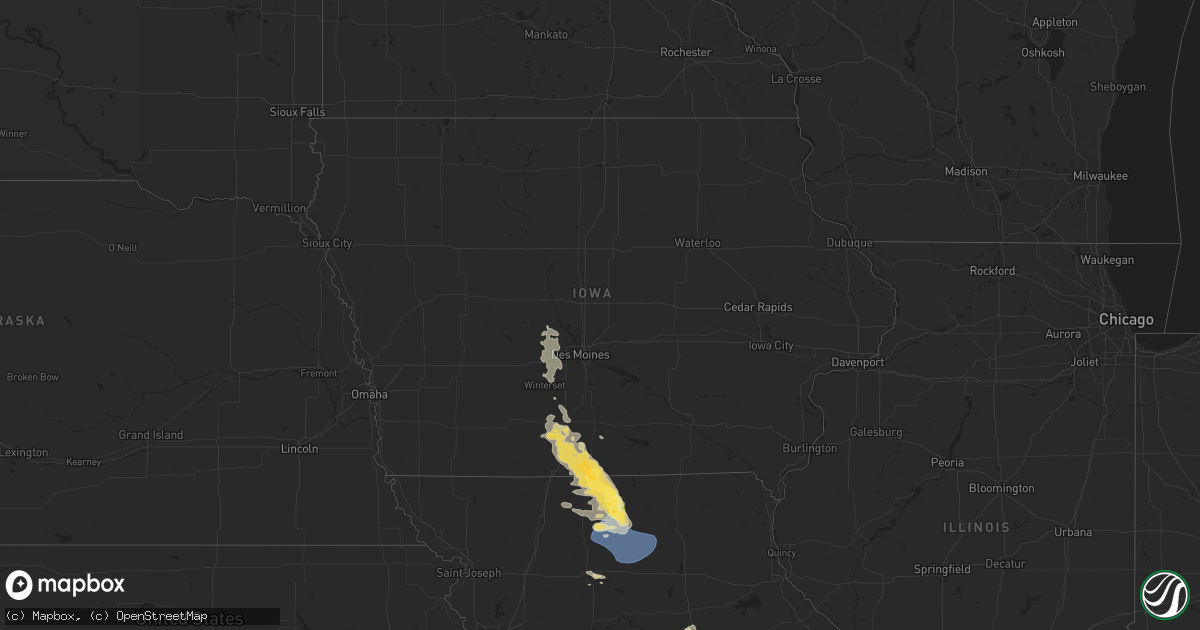 Hail map in Iowa on August 7, 2025