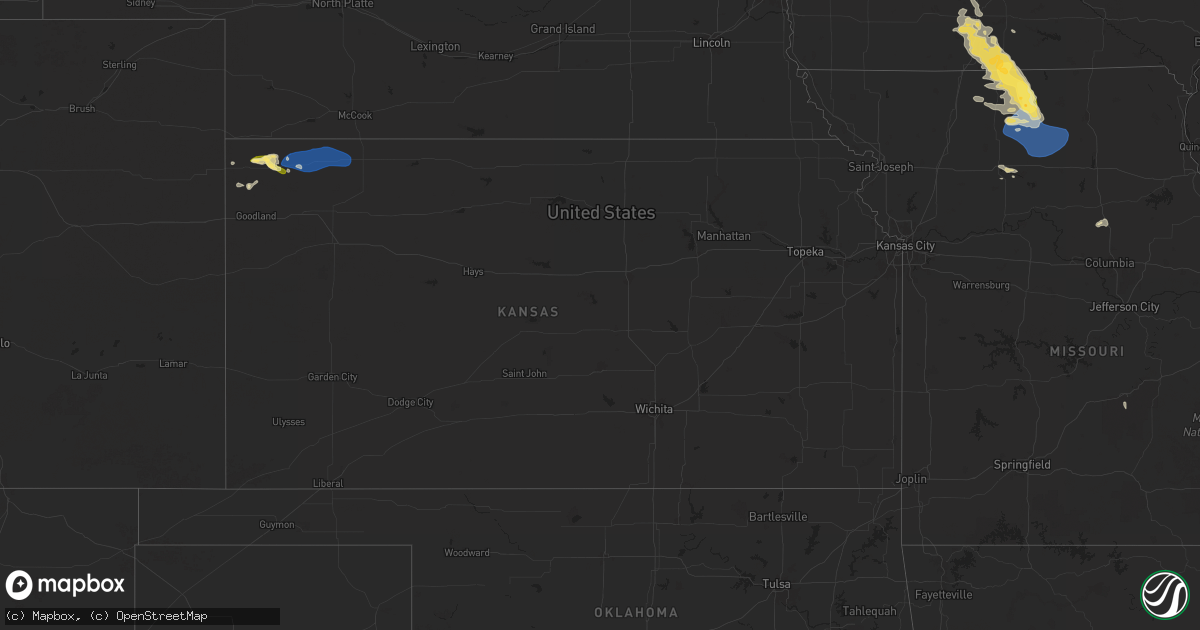 Hail map in Kansas on August 7, 2025