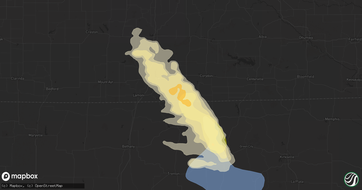 Hail map in Lineville, IA on August 7, 2025