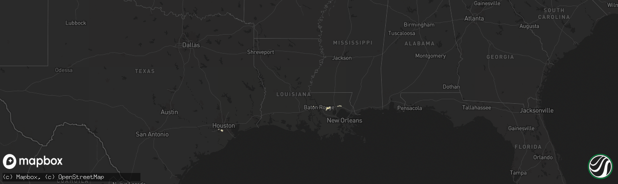 Hail map in Louisiana on August 7, 2025