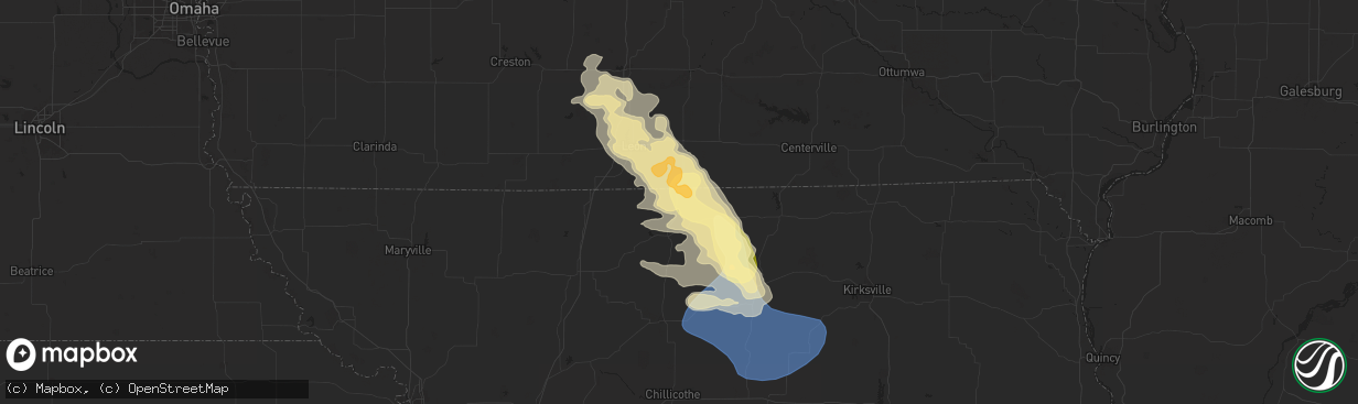 Hail map in Mercer, MO on August 7, 2025