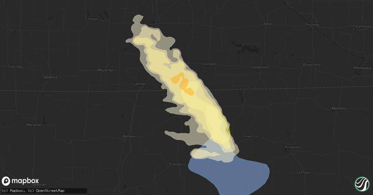 Hail map in Mercer, MO on August 7, 2025