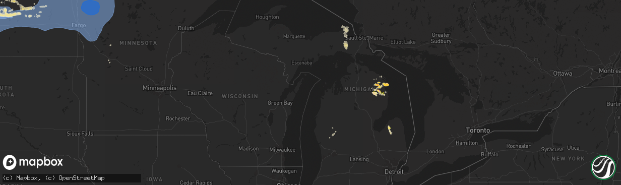 Hail map in Michigan on August 7, 2025