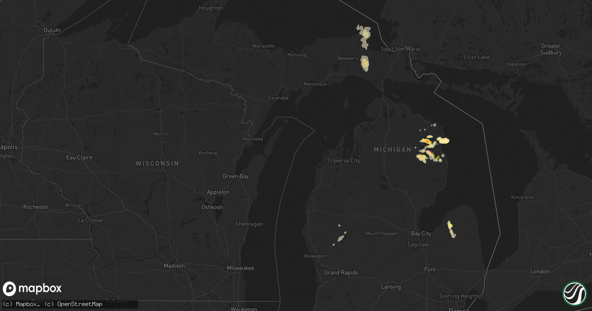 Hail map in Michigan on August 7, 2025