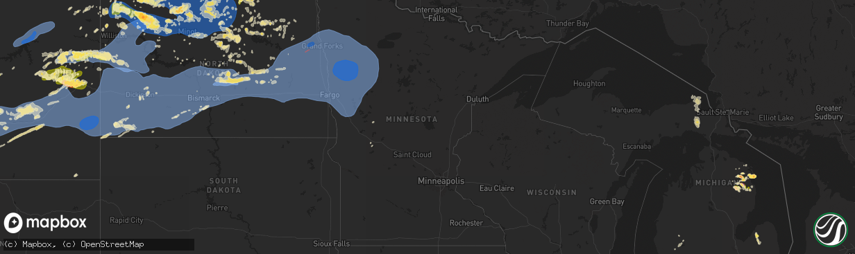 Hail map in Minnesota on August 7, 2025