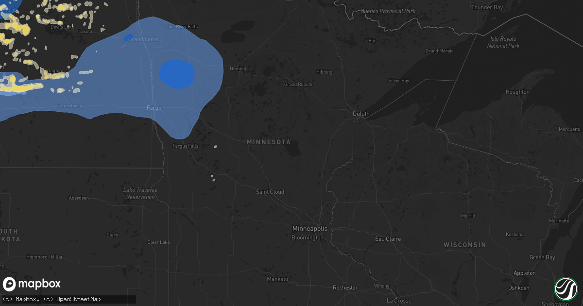 Hail map in Minnesota on August 7, 2025
