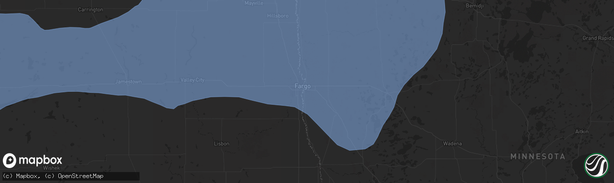 Hail map in Moorhead, MN on August 7, 2025
