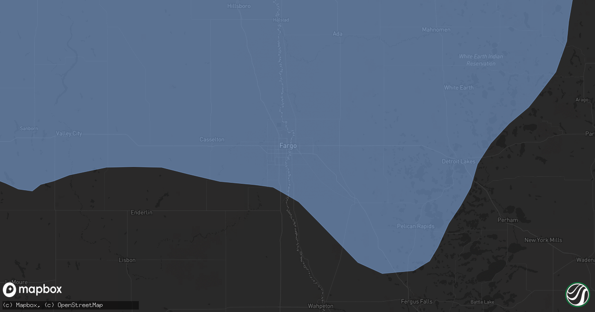 Hail map in Moorhead, MN on August 7, 2025