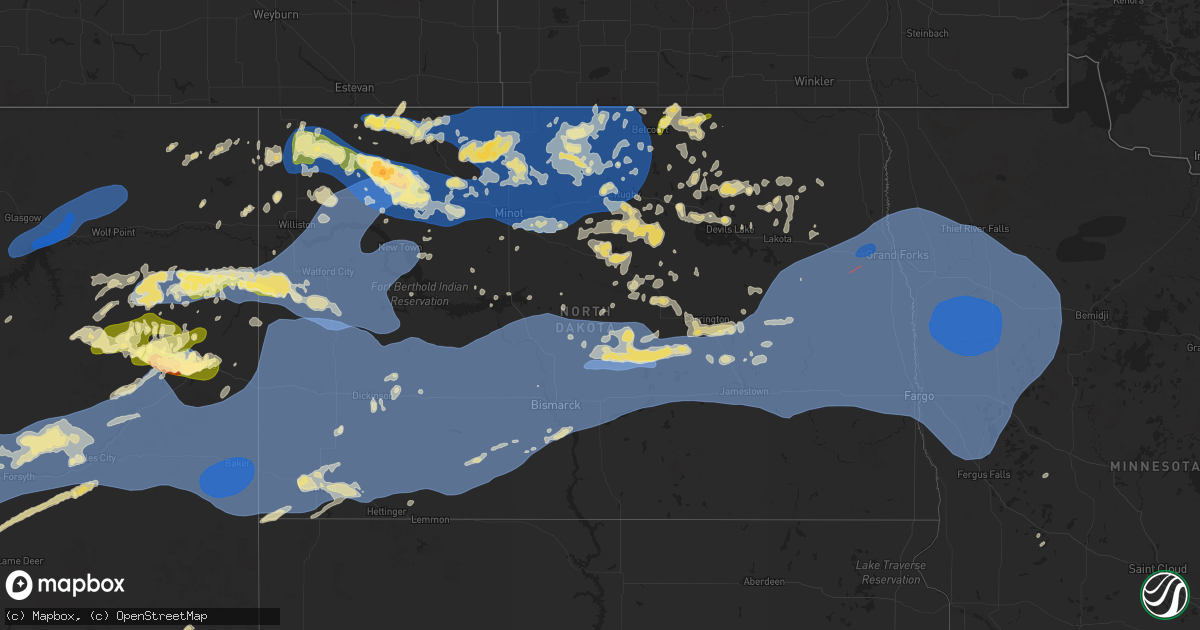 Hail map in North Dakota on August 7, 2025