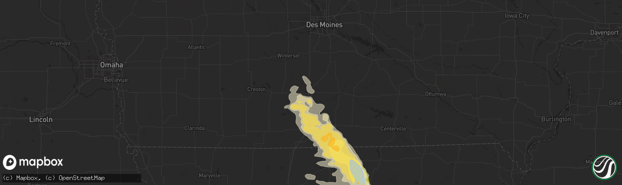 Hail map in Osceola, IA on August 7, 2025