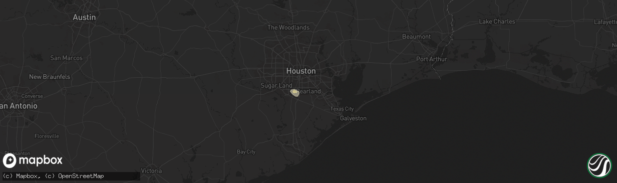 Hail map in Pearland, TX on August 7, 2025