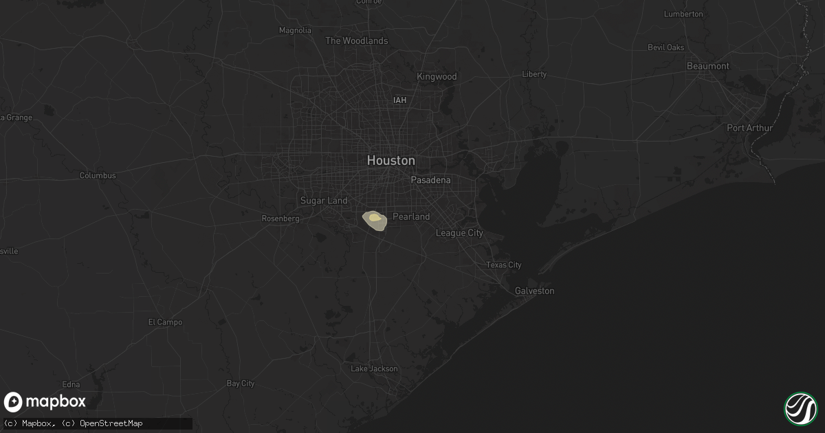 Hail map in Pearland, TX on August 7, 2025