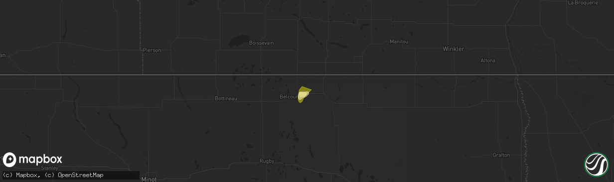 Hail map in Rolla, ND on August 7, 2025