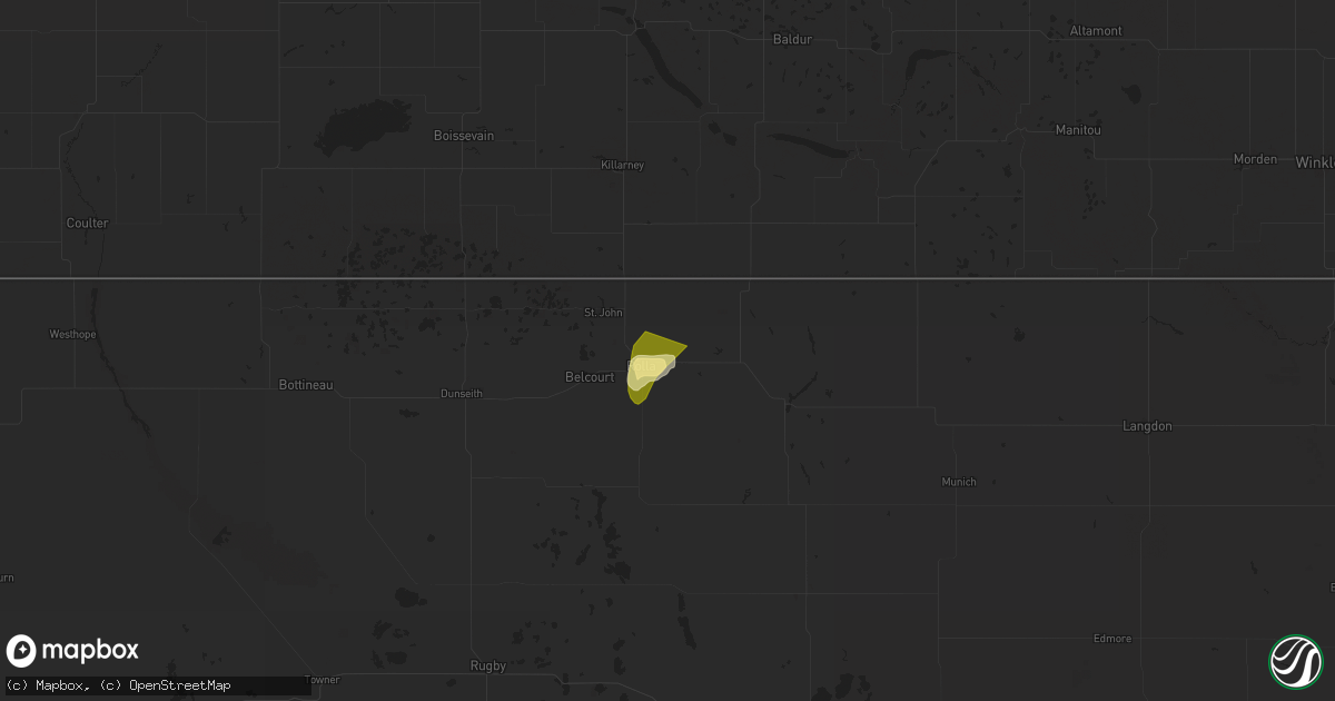 Hail map in Rolla, ND on August 7, 2025