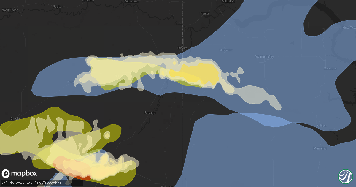 Hail map in Sidney, MT on August 7, 2025