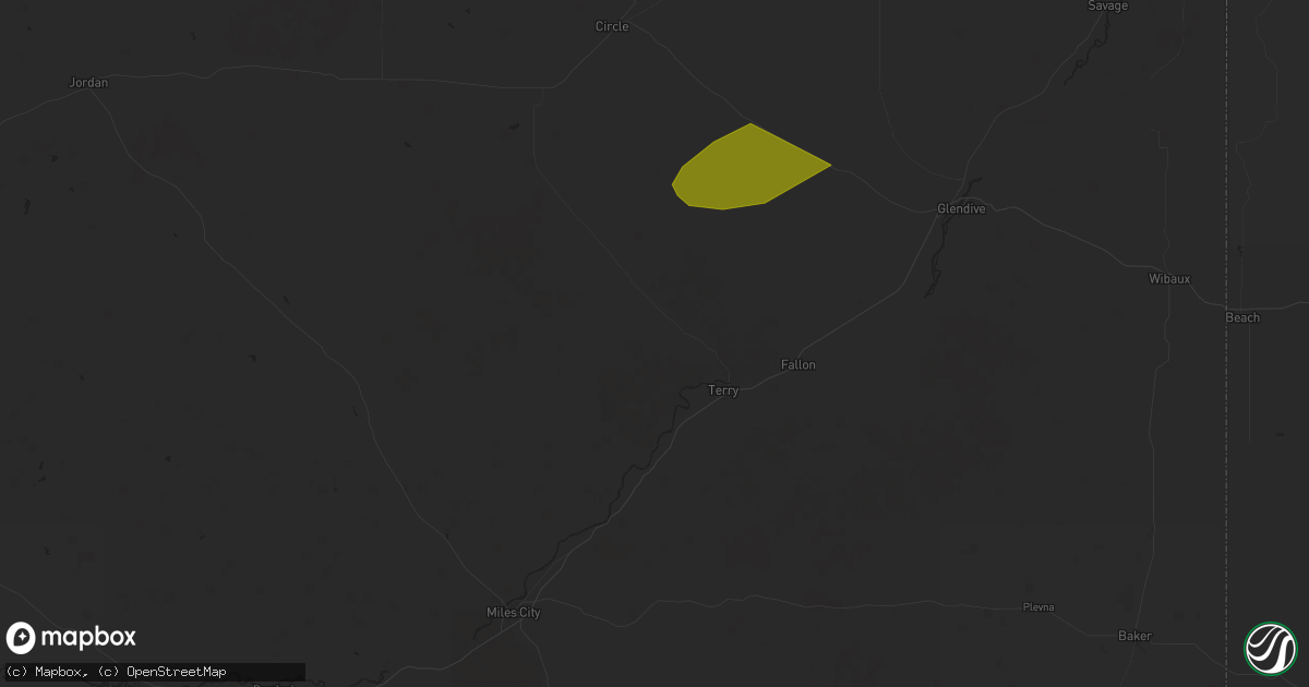 Hail map in Terry, MT on August 7, 2025
