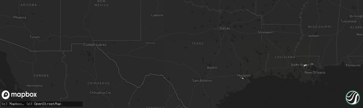 Hail map in Texas on August 7, 2025