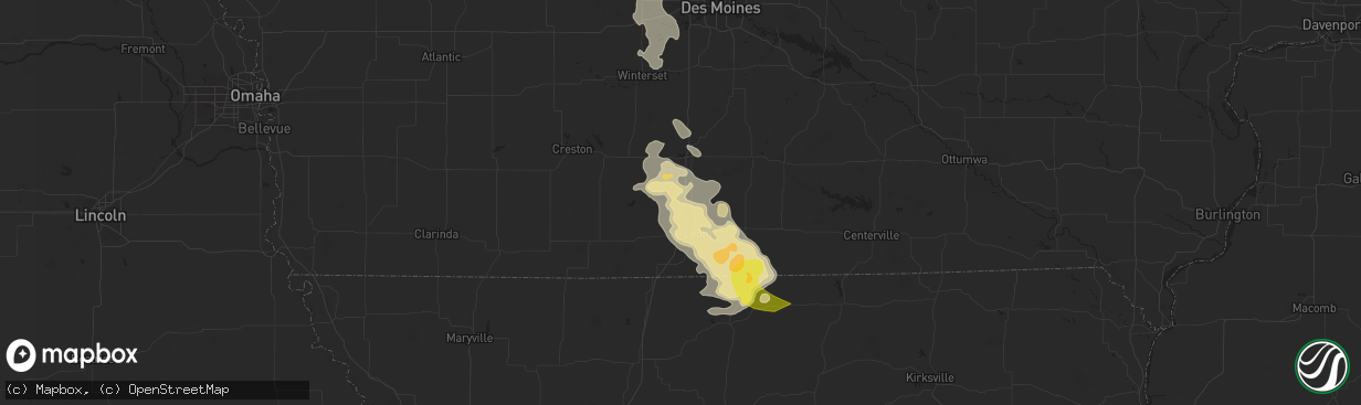 Hail map in Van Wert, IA on August 7, 2025