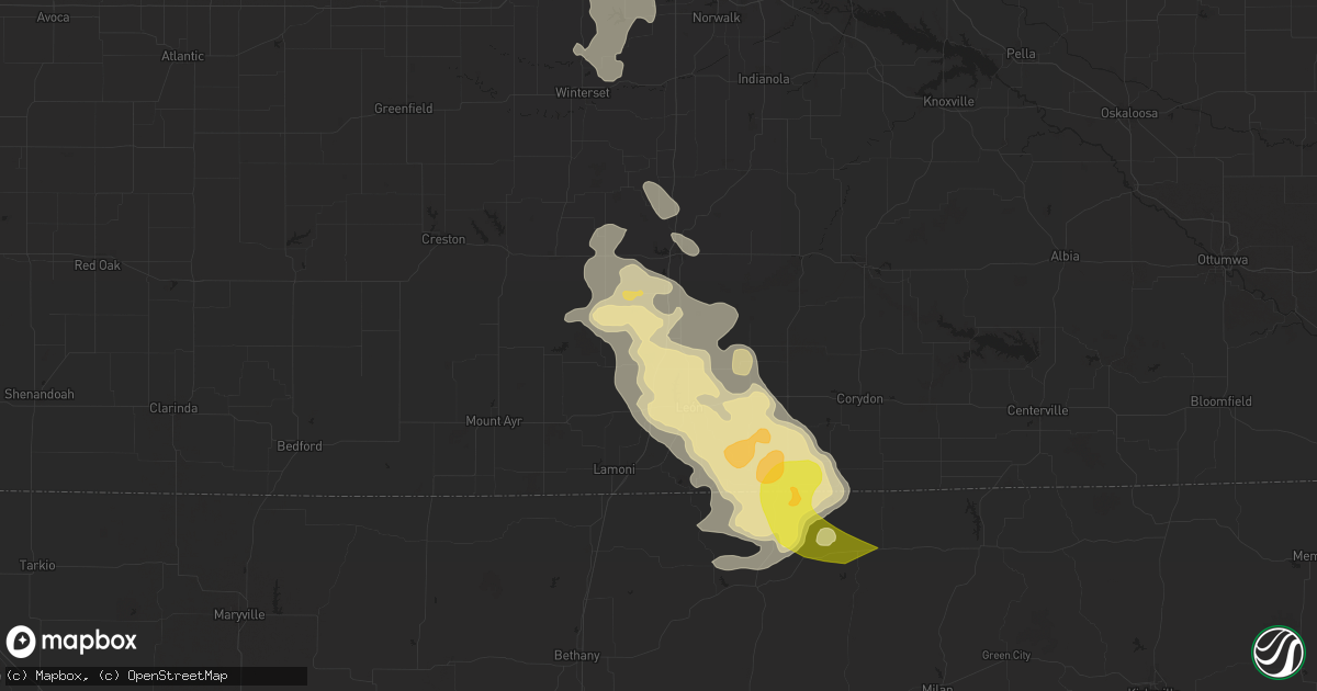 Hail map in Van Wert, IA on August 7, 2025