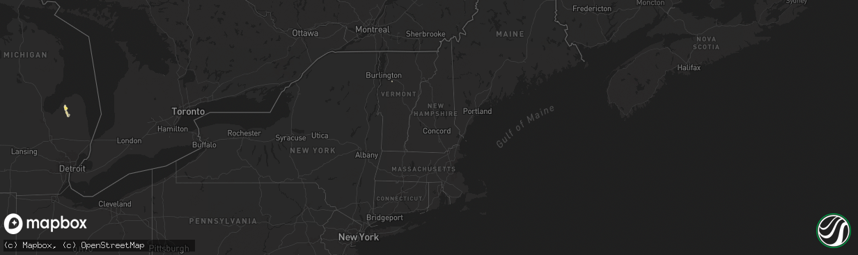 Hail map in Vermont on August 7, 2025