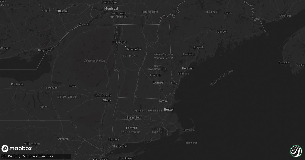 Hail map in Vermont on August 7, 2025
