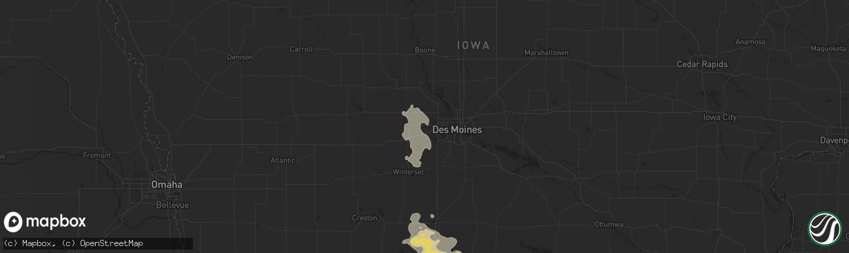 Hail map in Waukee, IA on August 7, 2025