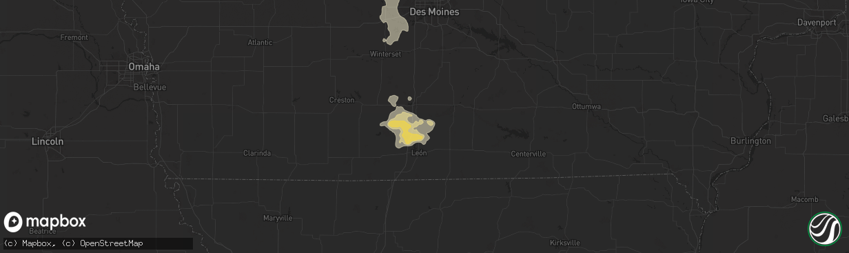 Hail map in Weldon, IA on August 7, 2025