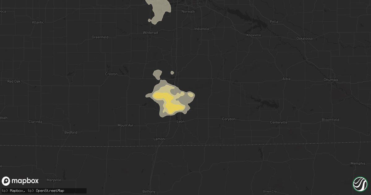 Hail map in Weldon, IA on August 7, 2025