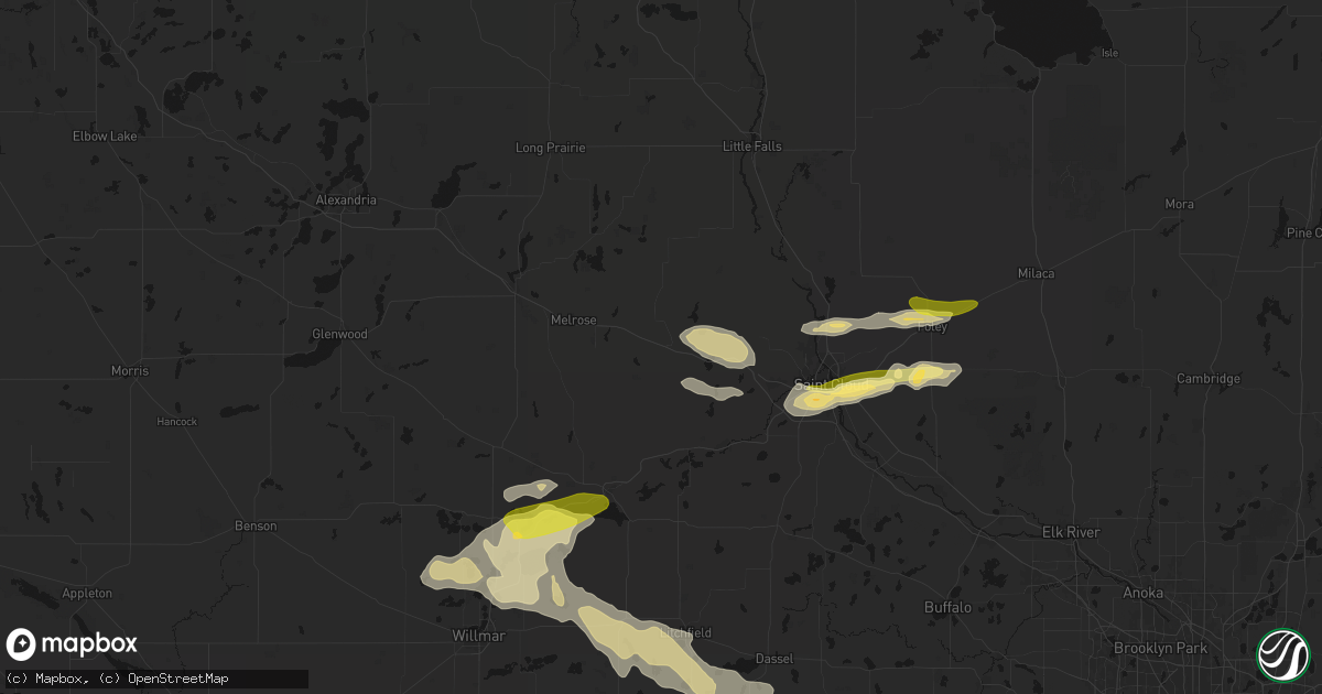 Hail map in Albany, MN on August 7, 2026
