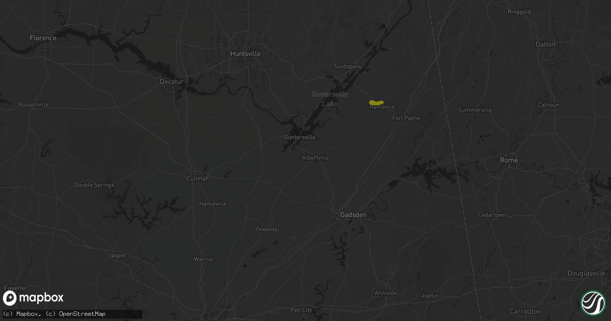 Hail map in Albertville, AL on August 7, 2026